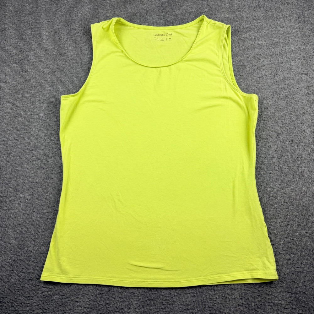 Coldwater Creek Lime Green Women's M Supima Cotton Spandex Scoop Neck Tank Top‎